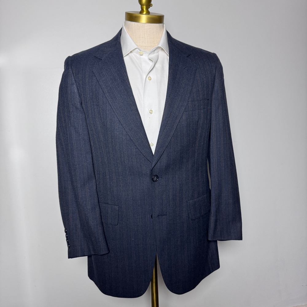 Vintage Hart Schaffner‎ Marx Heritage Pinstripe Blazer Sport Coat Blue Gray 38S